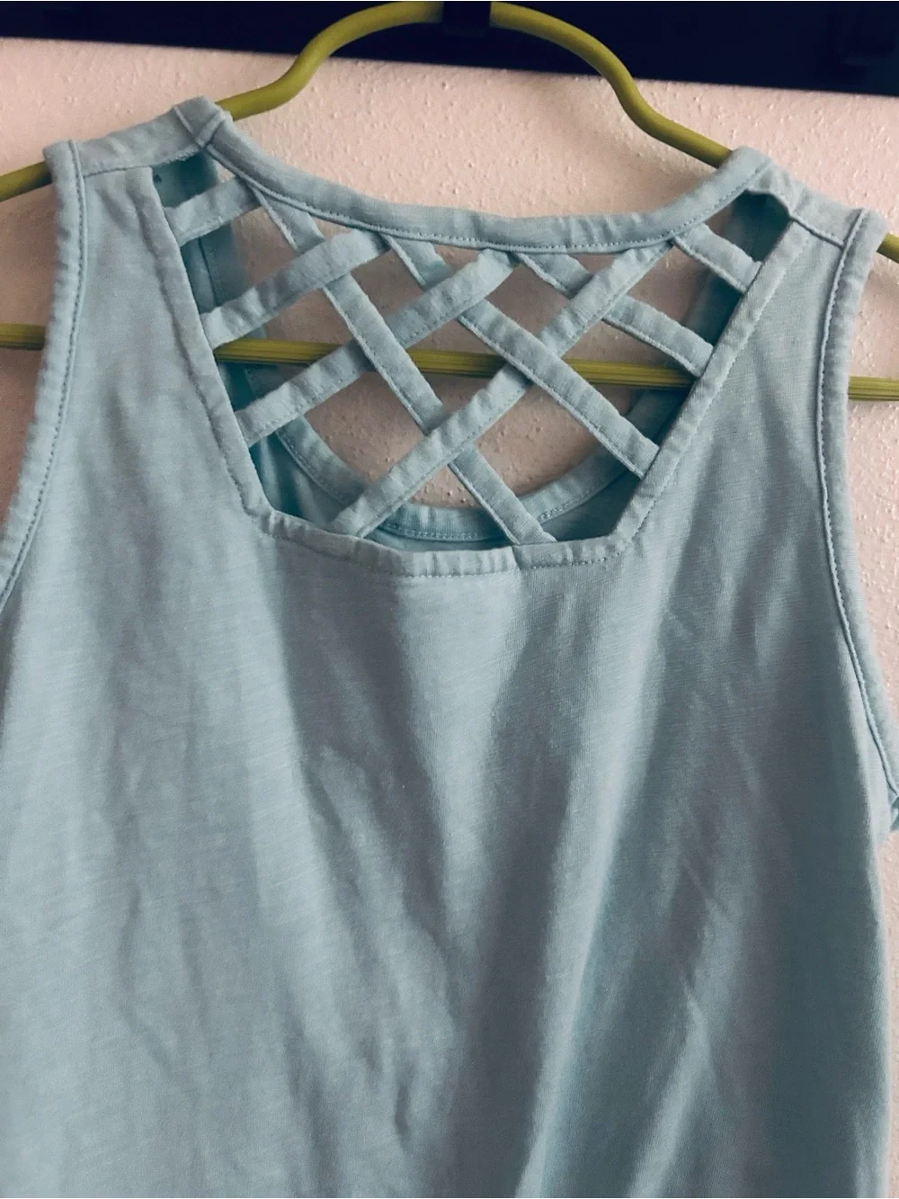 Boston Traders Girl M(9-10)Teal Cotton Blend  Sleeveless Dress with Lattice Back